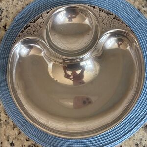 Wilton Armetale Silver Snowman Silver Divided Plate Serving Tray